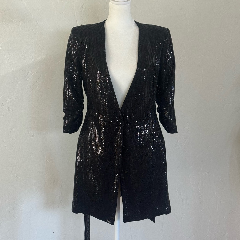 ZARA Black Sequin Blazer Dress